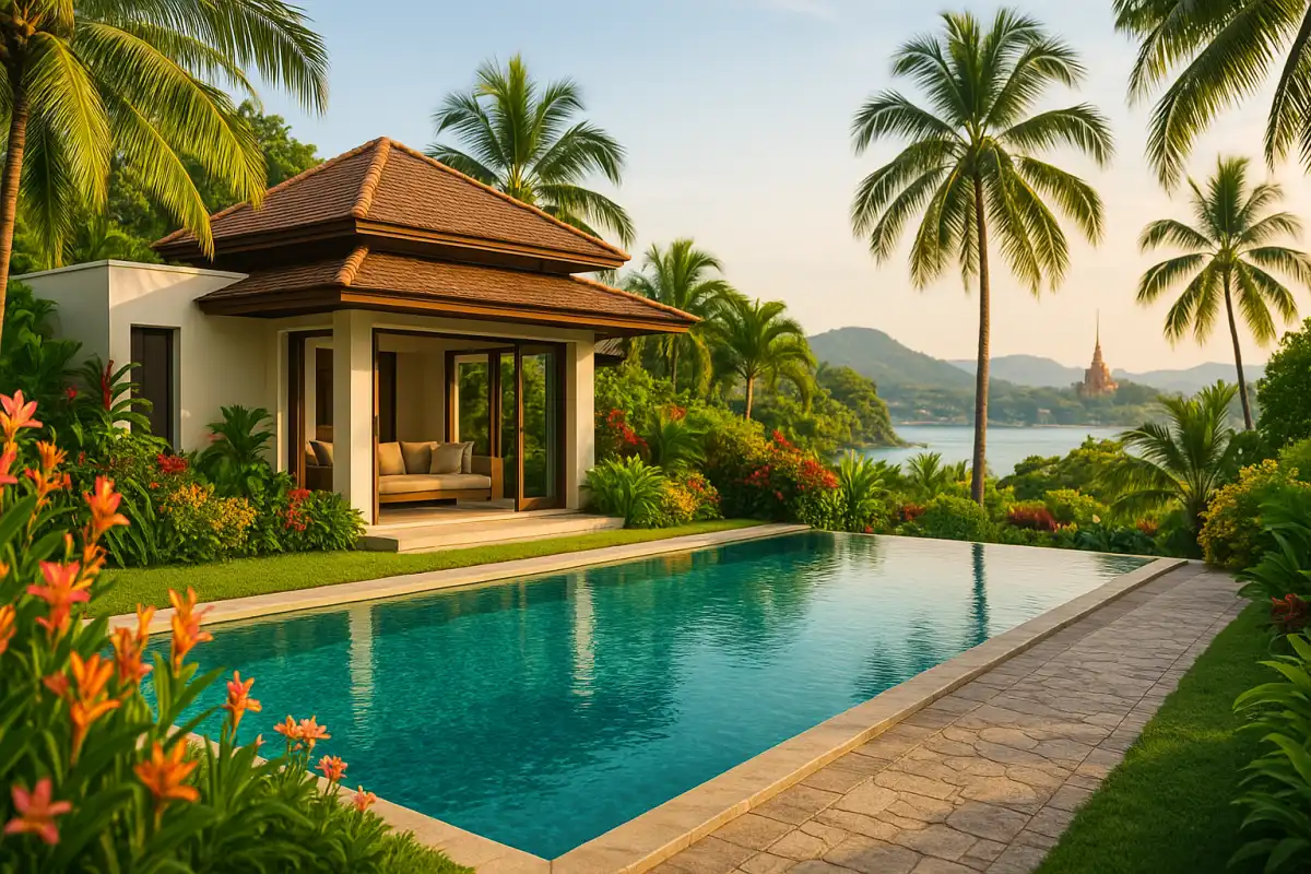 Villa rental in Phuket — pool villa with tropical garden