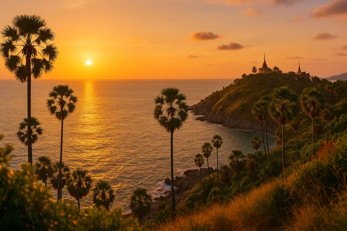Promthep Cape viewpoint in Phuket at sunset