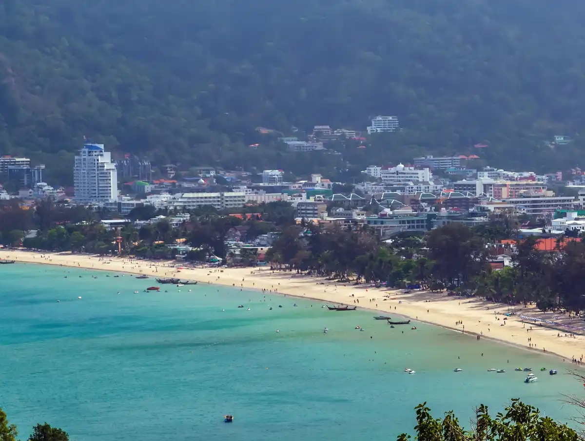 Patong Beach in Phuket — aerial view of the bay