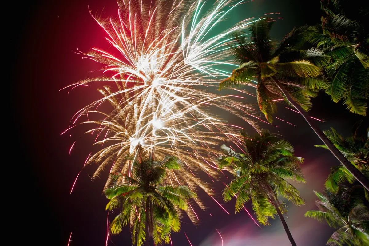 Phuket in December — sunset at Surin Beach and New Year lights