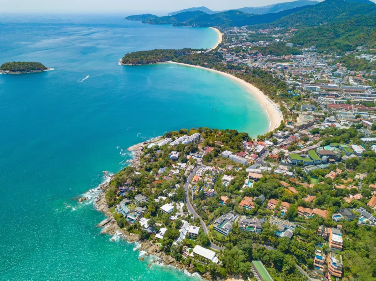 Kata Beach in Phuket — surfing and palm trees