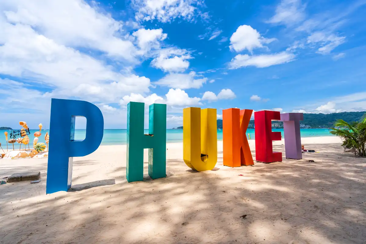 Phuket beaches — aerial view of tropical coastline