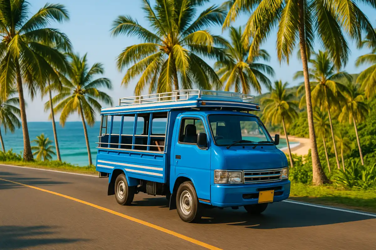 Songthaew public transport bus in Phuket